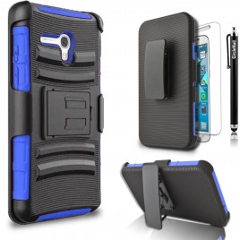 Alcatel OneTouch Fierce XL Case, Dual Layers [Combo Holster] Case And Built-In Kickstand Bundled with [Premium Screen Protector] Hybrid Shockproof And Circlemalls Stylus Pen (Blue)